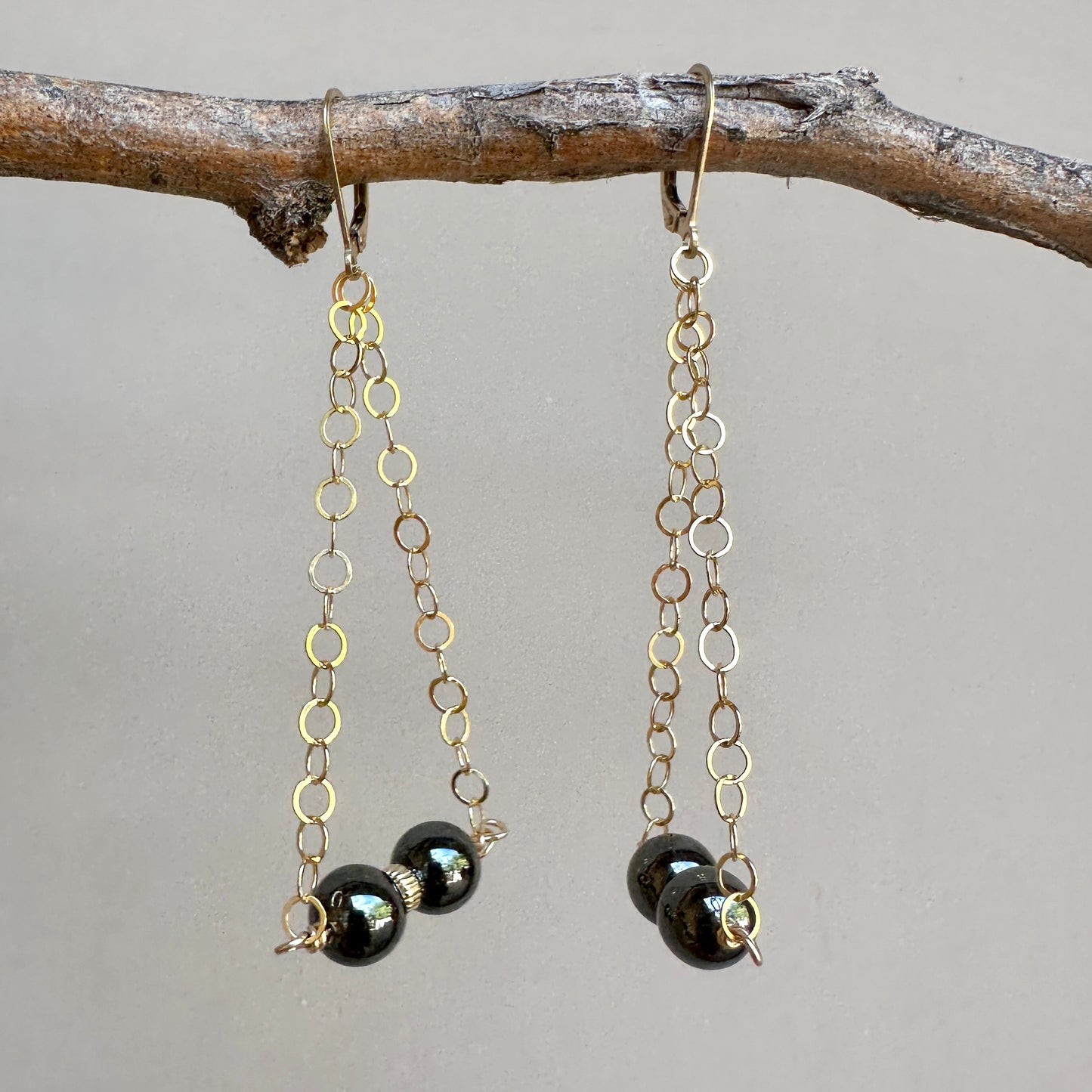 Tahitian Hematite Squared Earrings