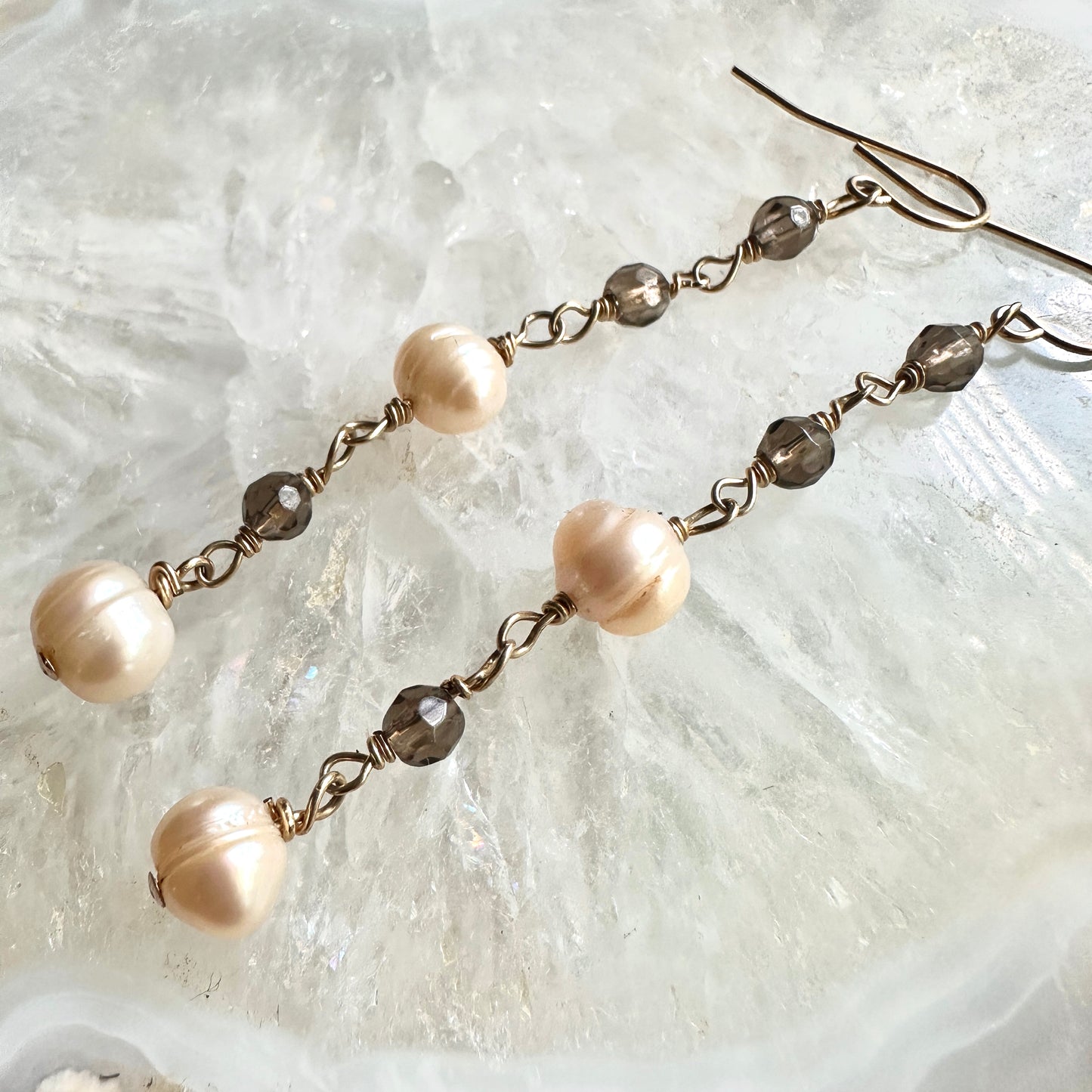 Smoky Quartz Chainlink Earrings
