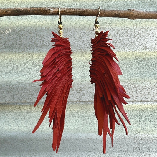 Red Leather Goddess Earrings