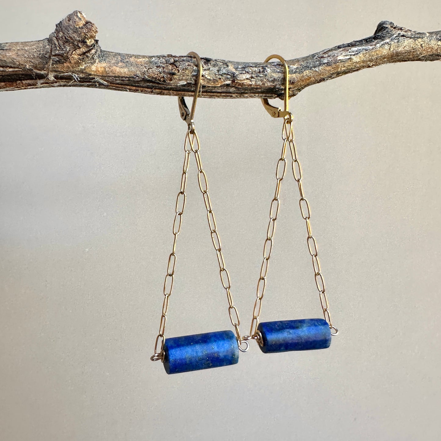 Lapis Triangle Earrings