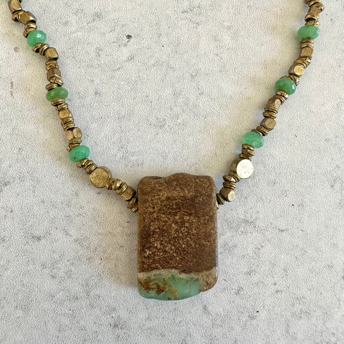 Chyrsoprase and Gold Necklace