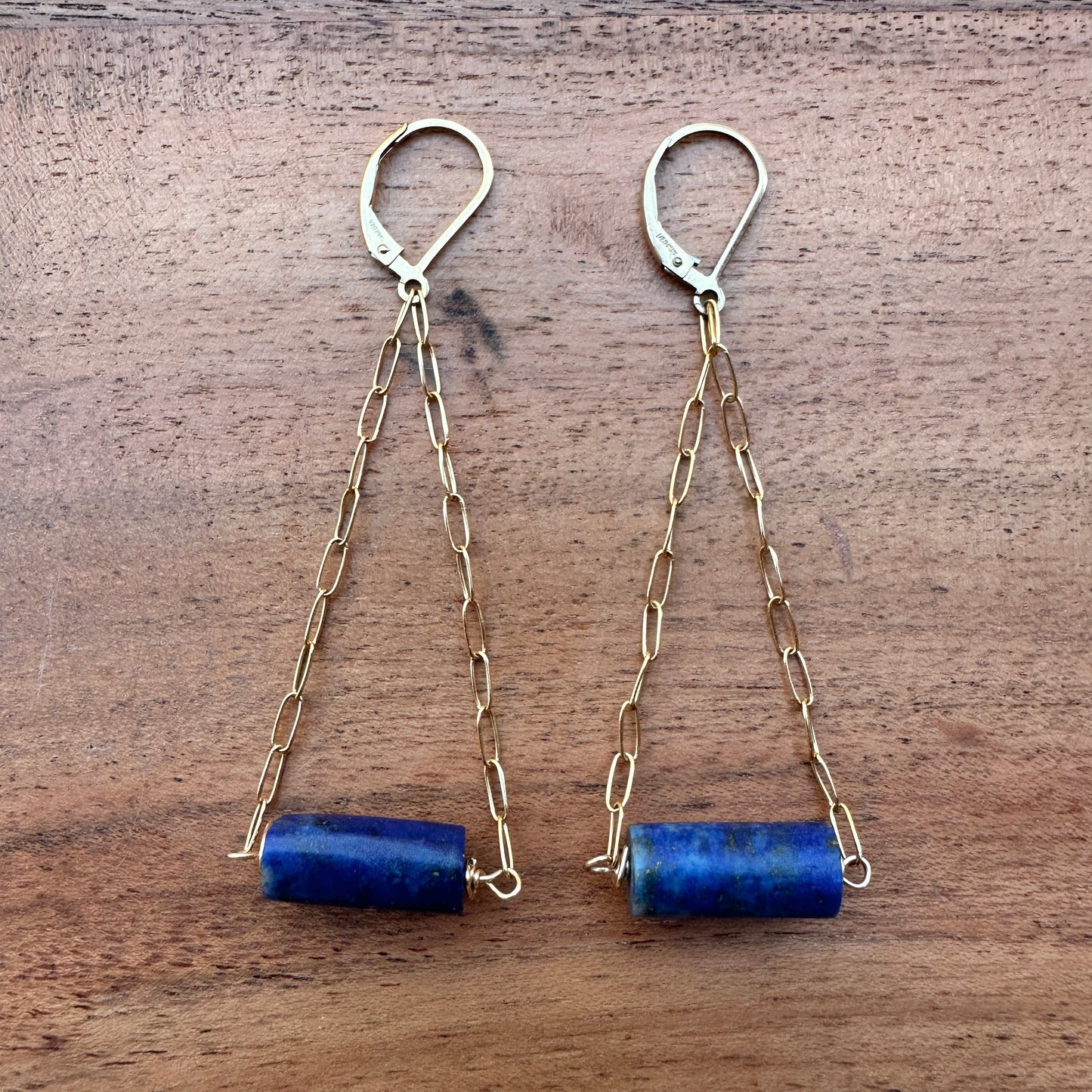 Lapis Triangle Earrings