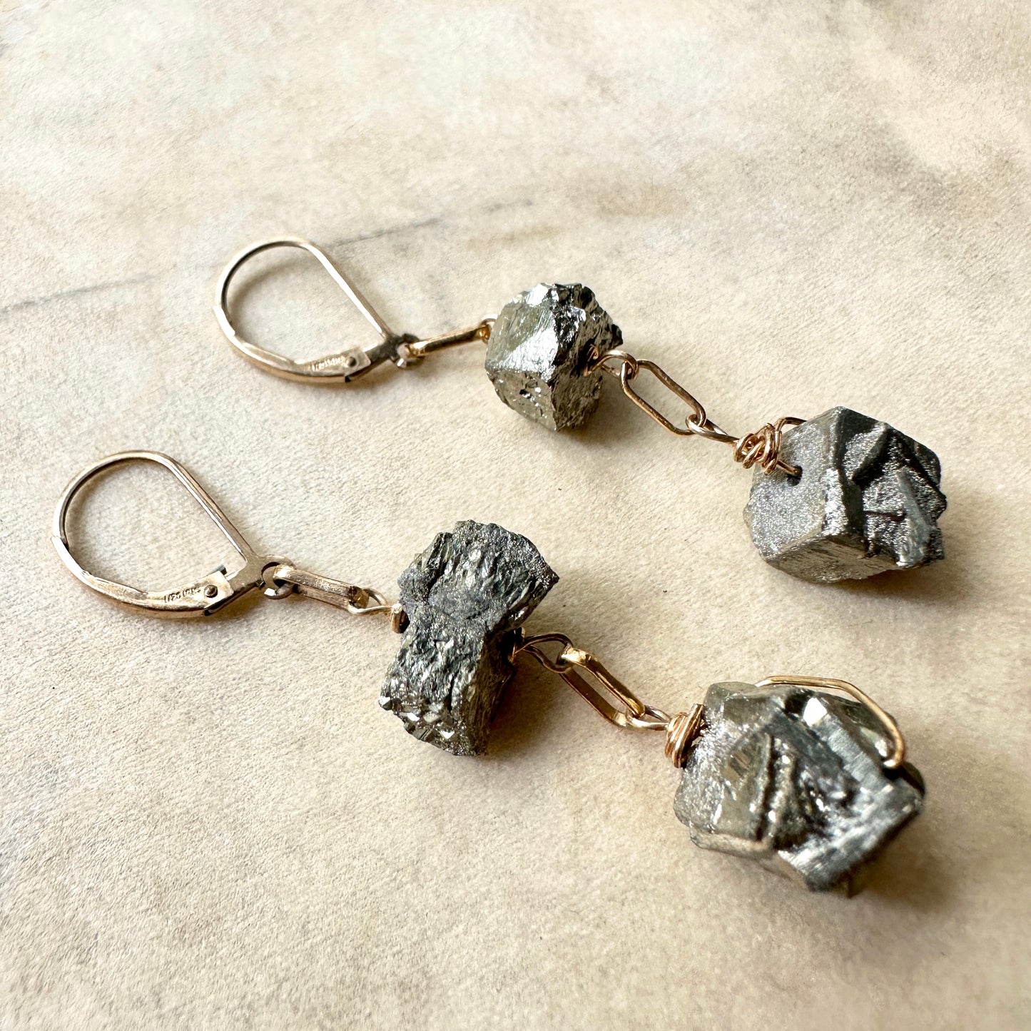 Raw Pyrite Duality Earrings