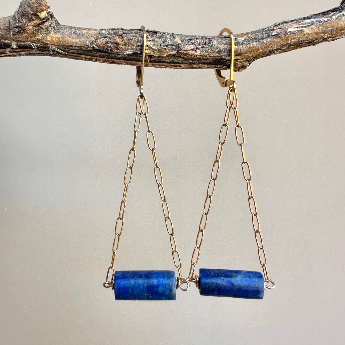 Lapis Triangle Earrings