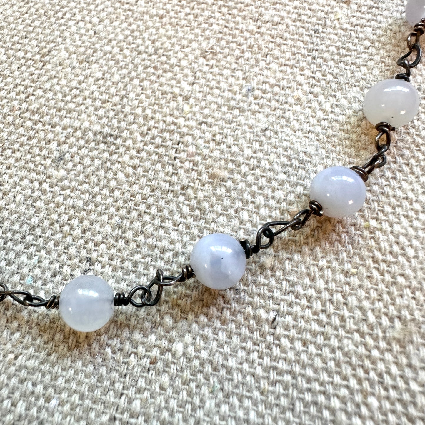 Blue Lace Agate Oxidized Necklace