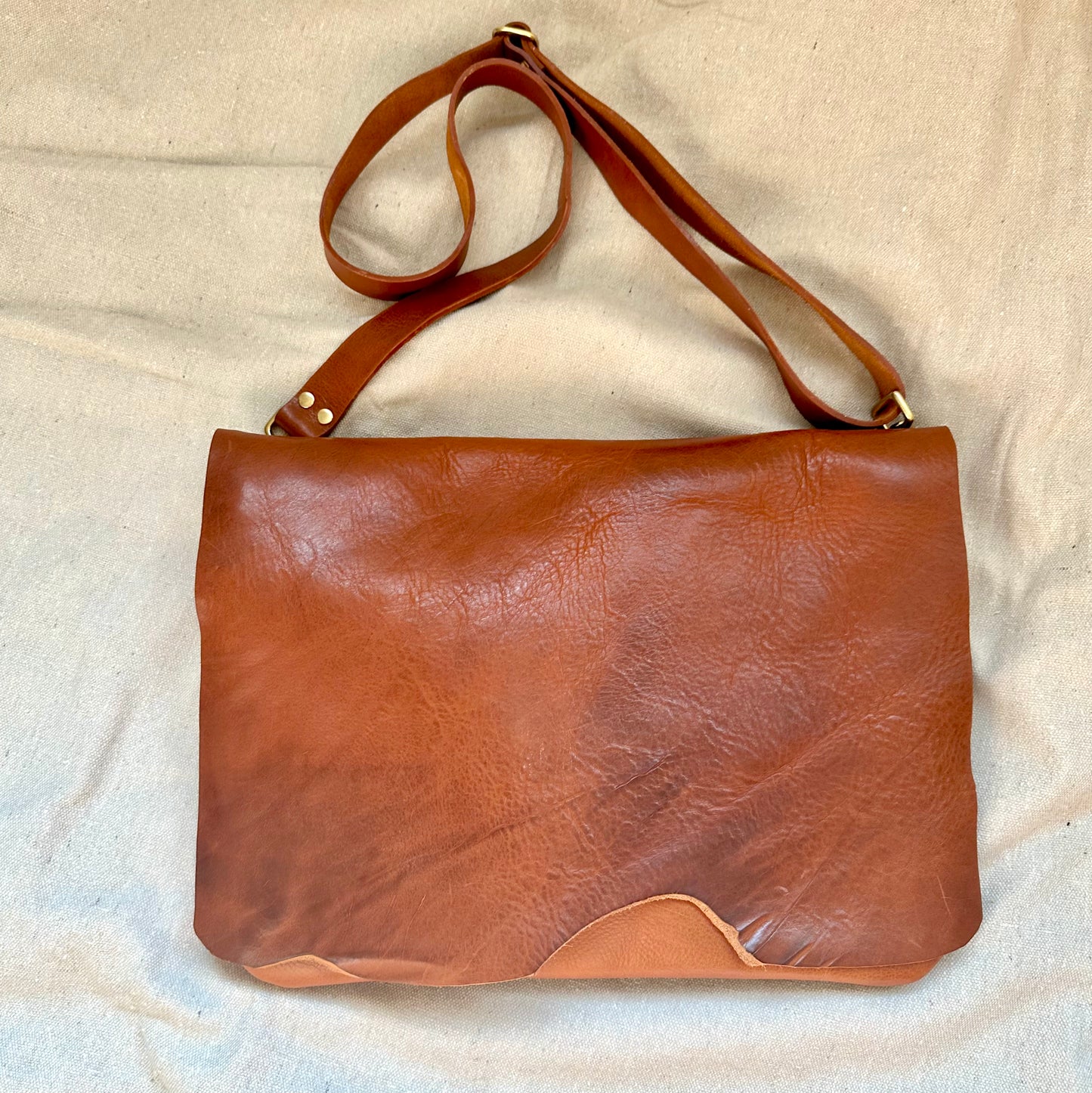 Cognac Raw Flap Bag