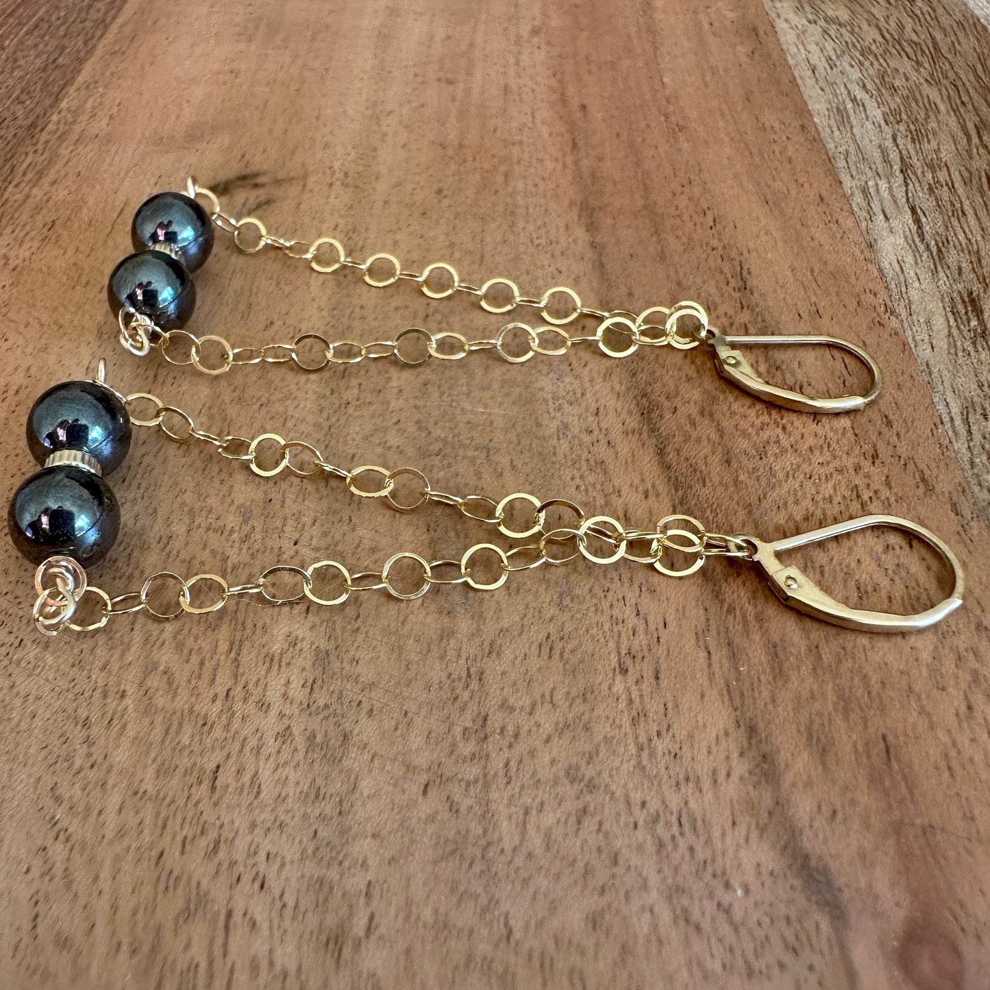 Tahitian Hematite Squared Earrings