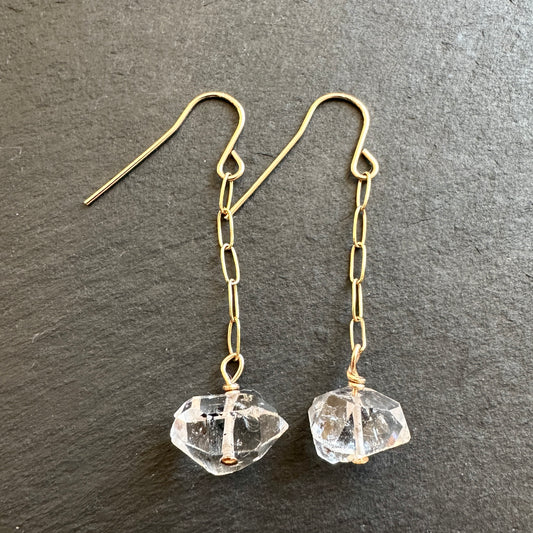 Herkimer Singles Gold Earrings