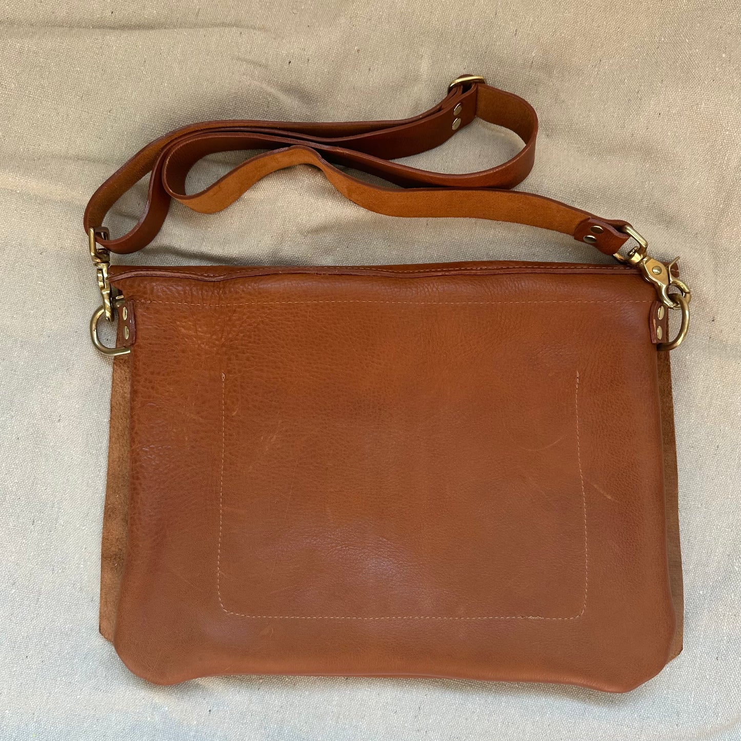 Cognac Raw Flap Bag