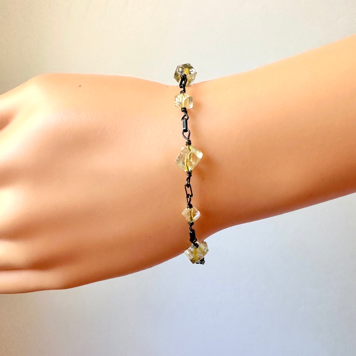 Citrine Geometric Oxidized Bracelet