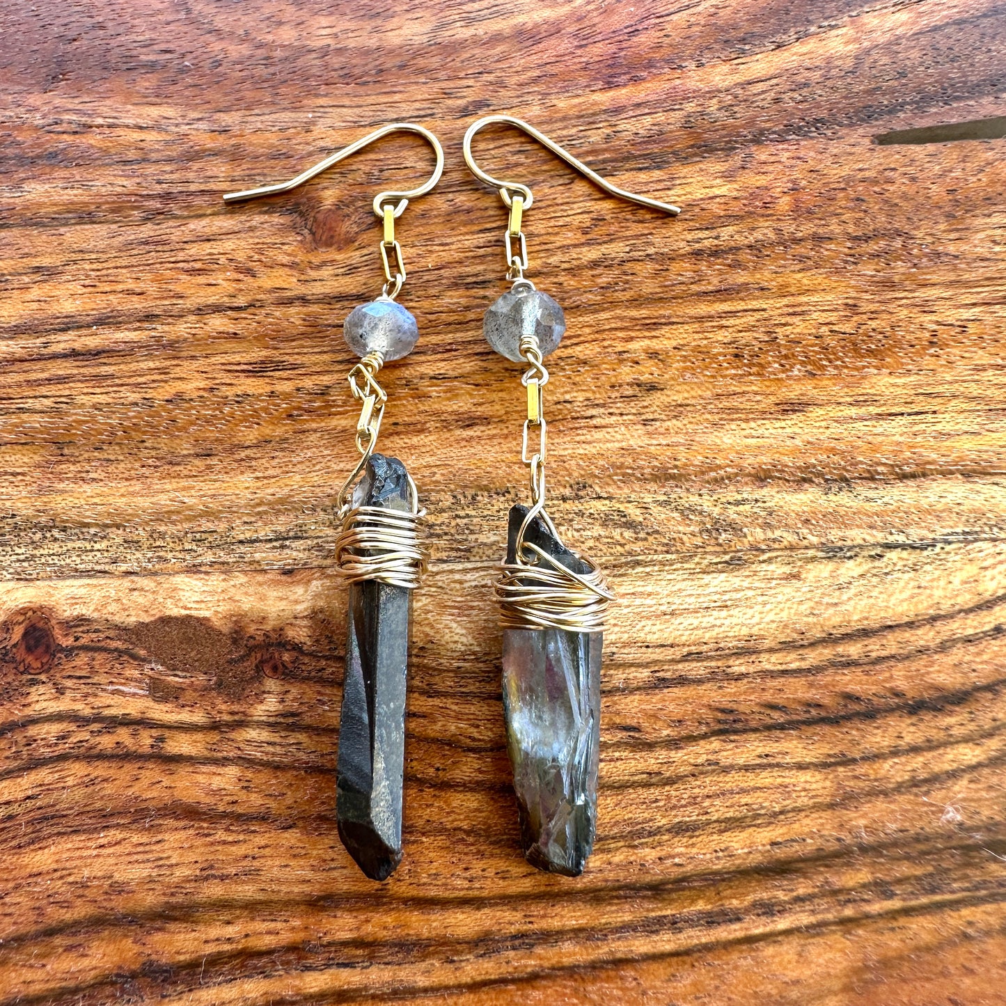 Labradorite Quartz Earrings