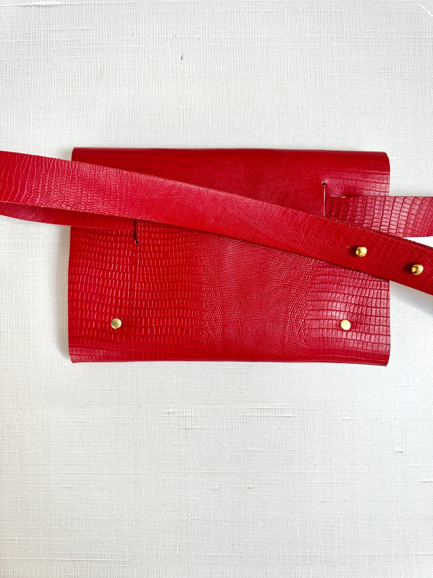 Red Leather Fanny Pack
