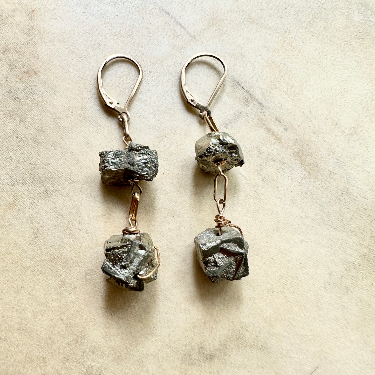 Raw Pyrite Duality Earrings