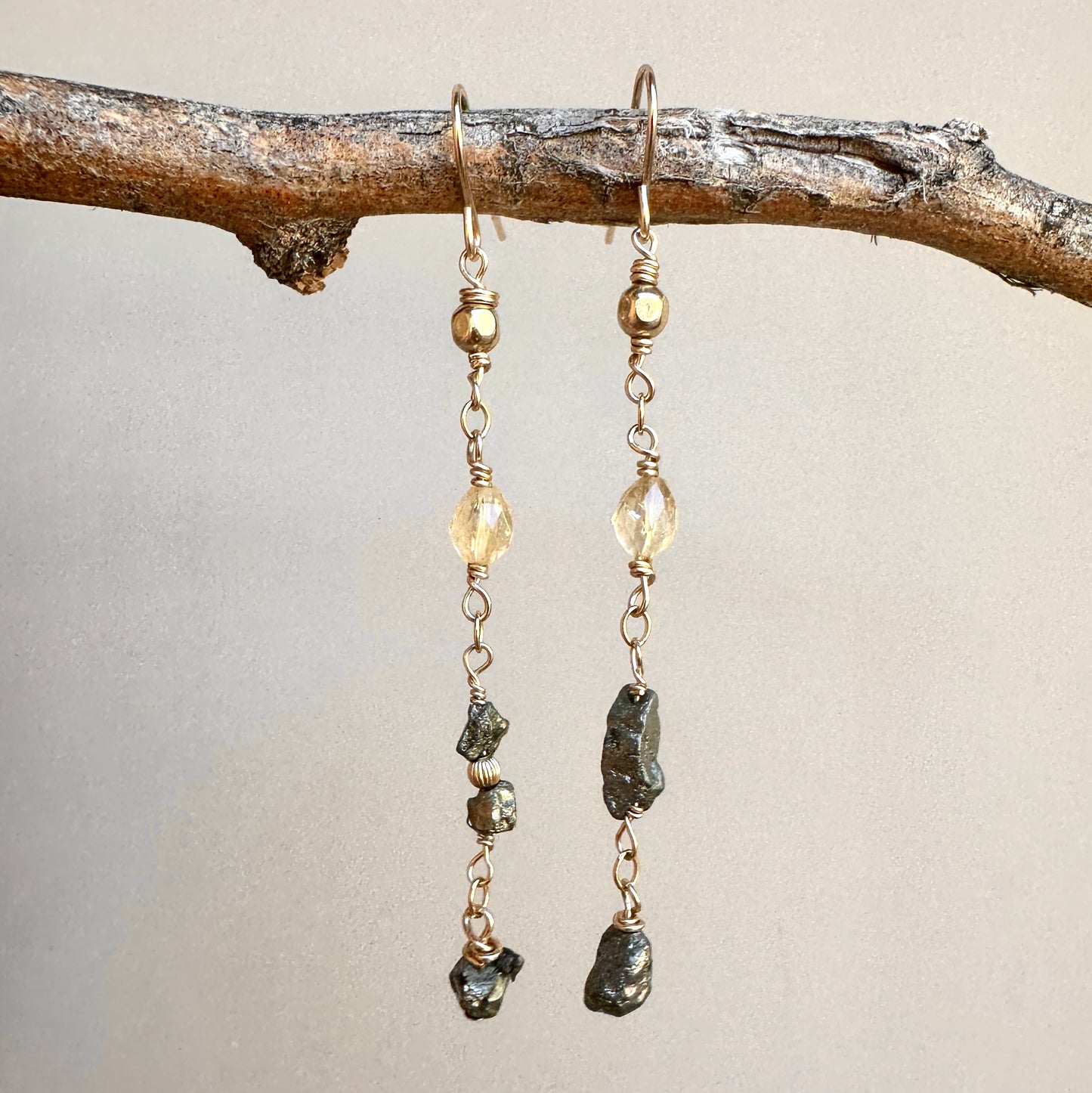 Pyrite Citrine Dream  Earrings