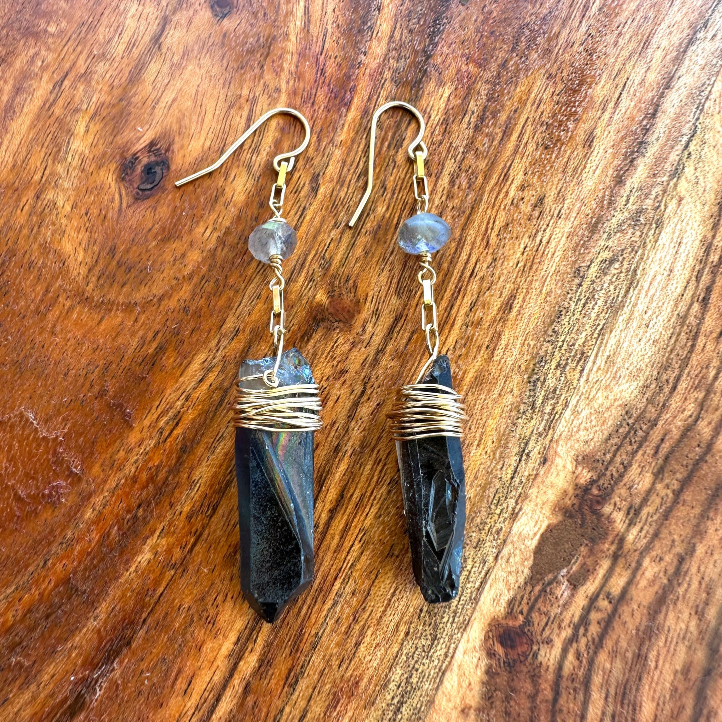 Labradorite Quartz Earrings