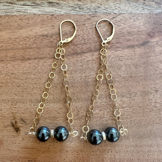 Tahitian Hematite Squared Earrings