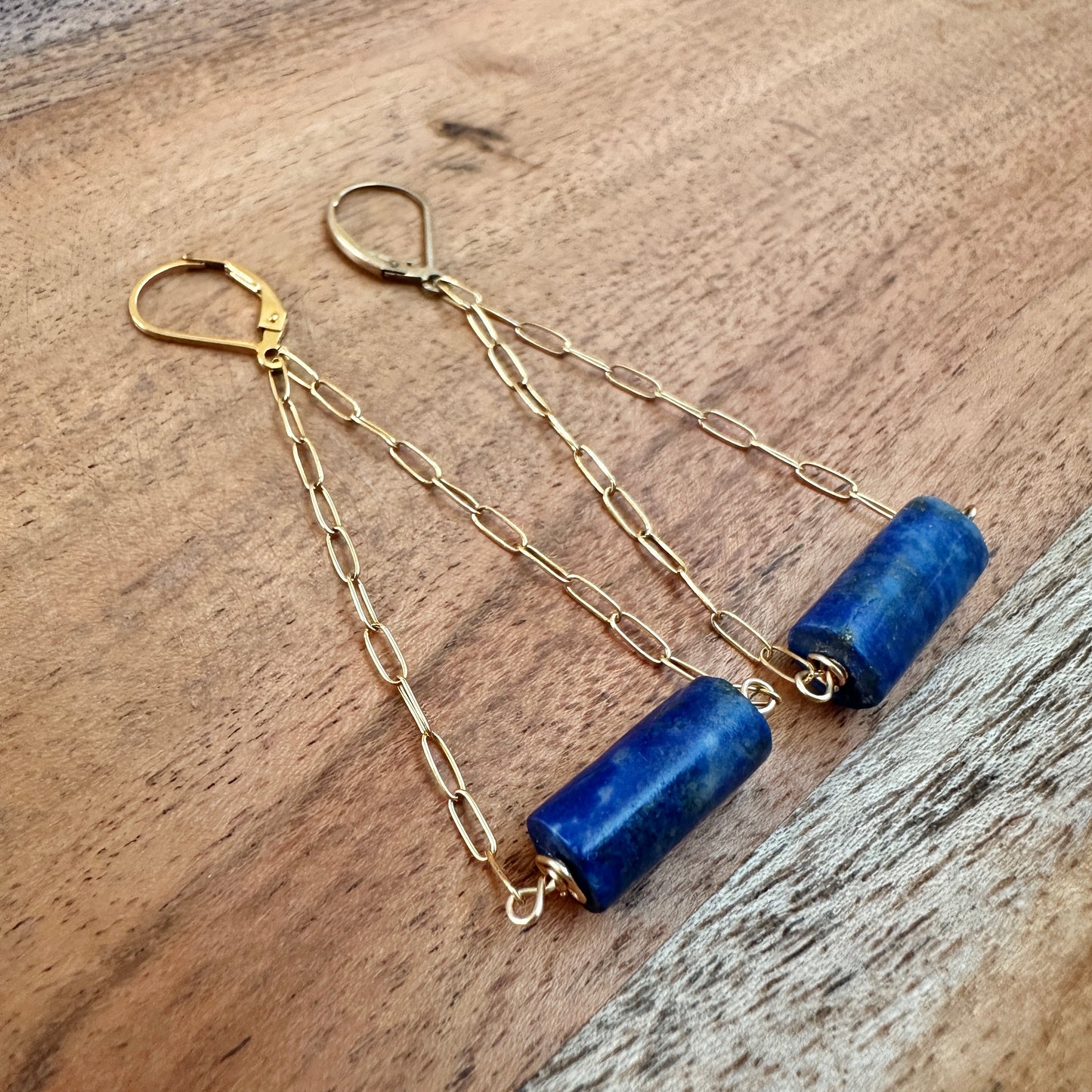 Lapis Triangle Earrings