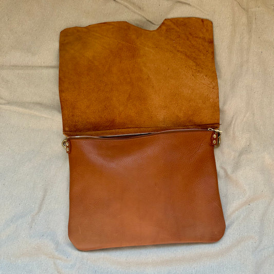 Cognac Raw Flap Bag