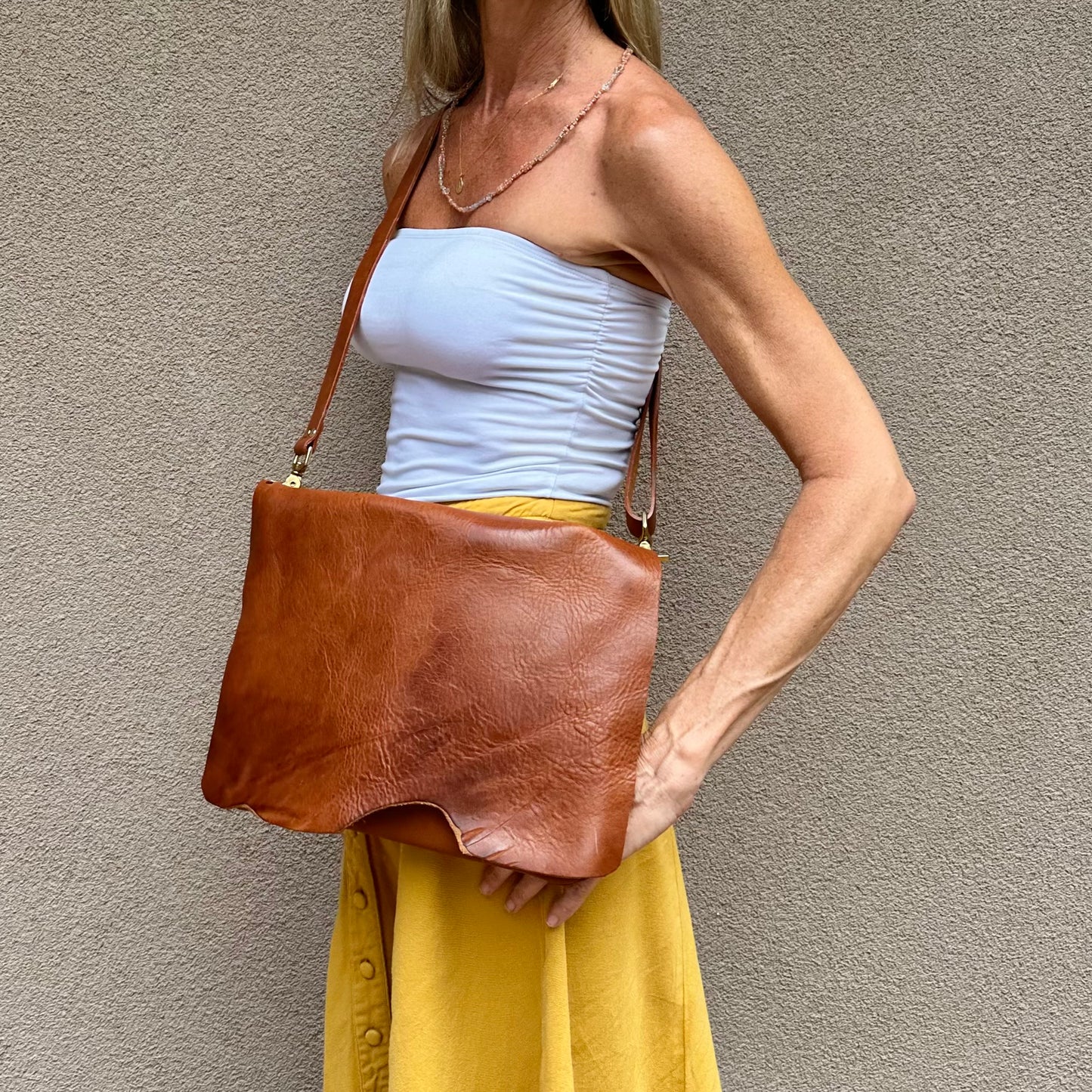 Cognac Raw Flap Bag
