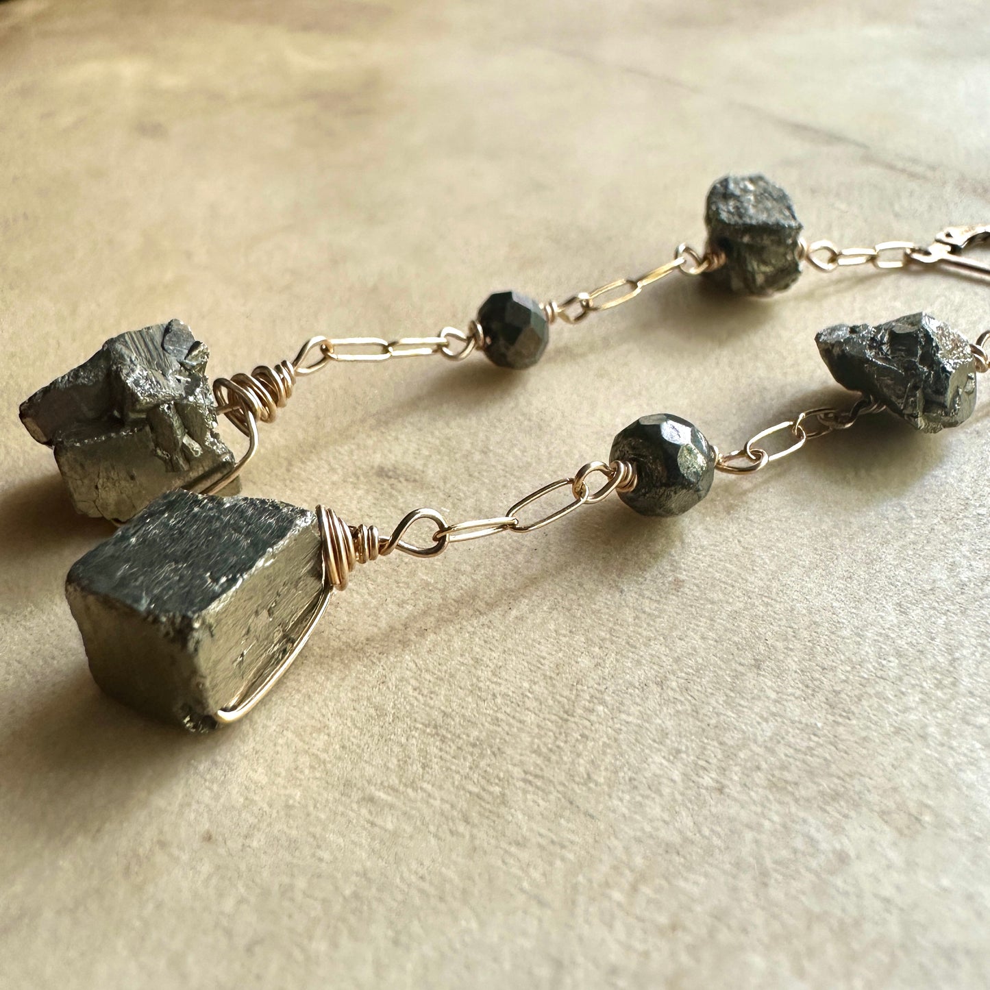 Raw Pyrite Drop Earrings