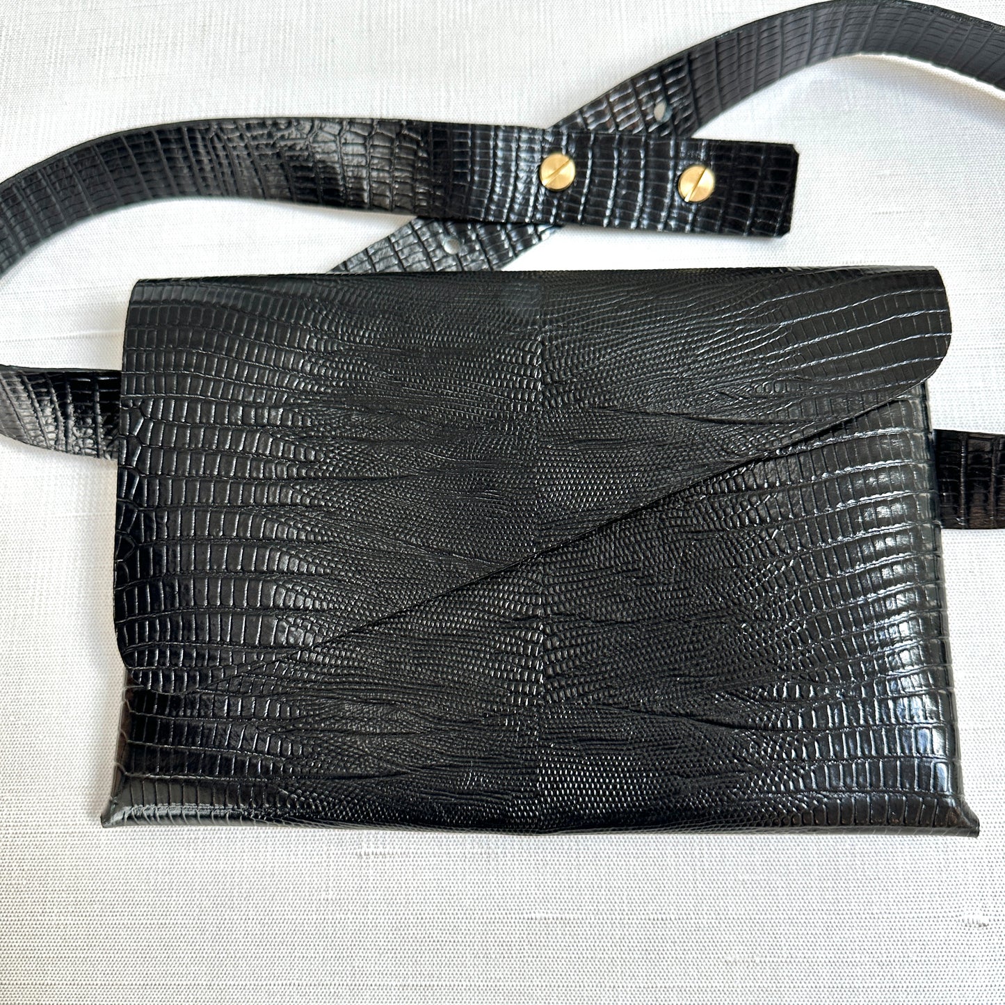Black Leather Fanny Pack