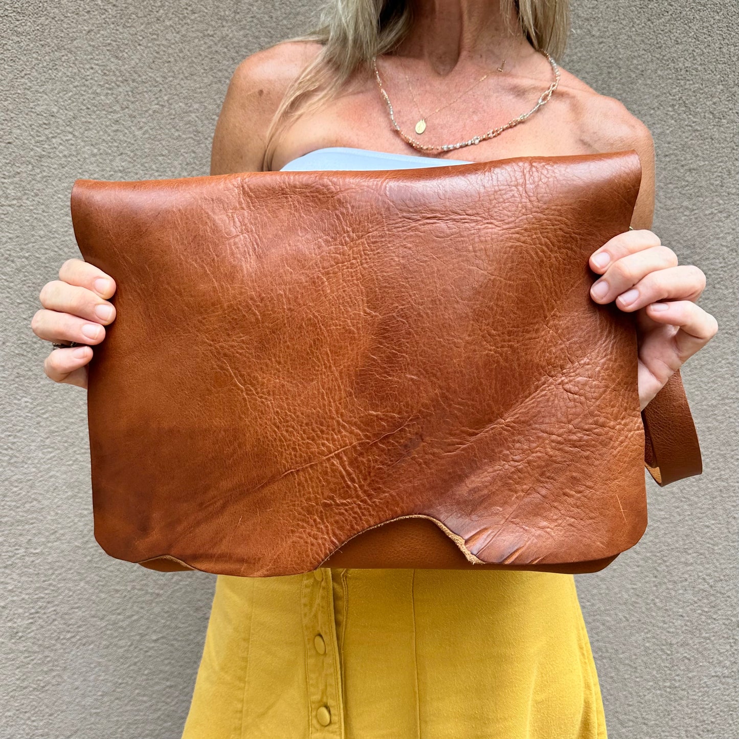 Cognac Raw Flap Bag