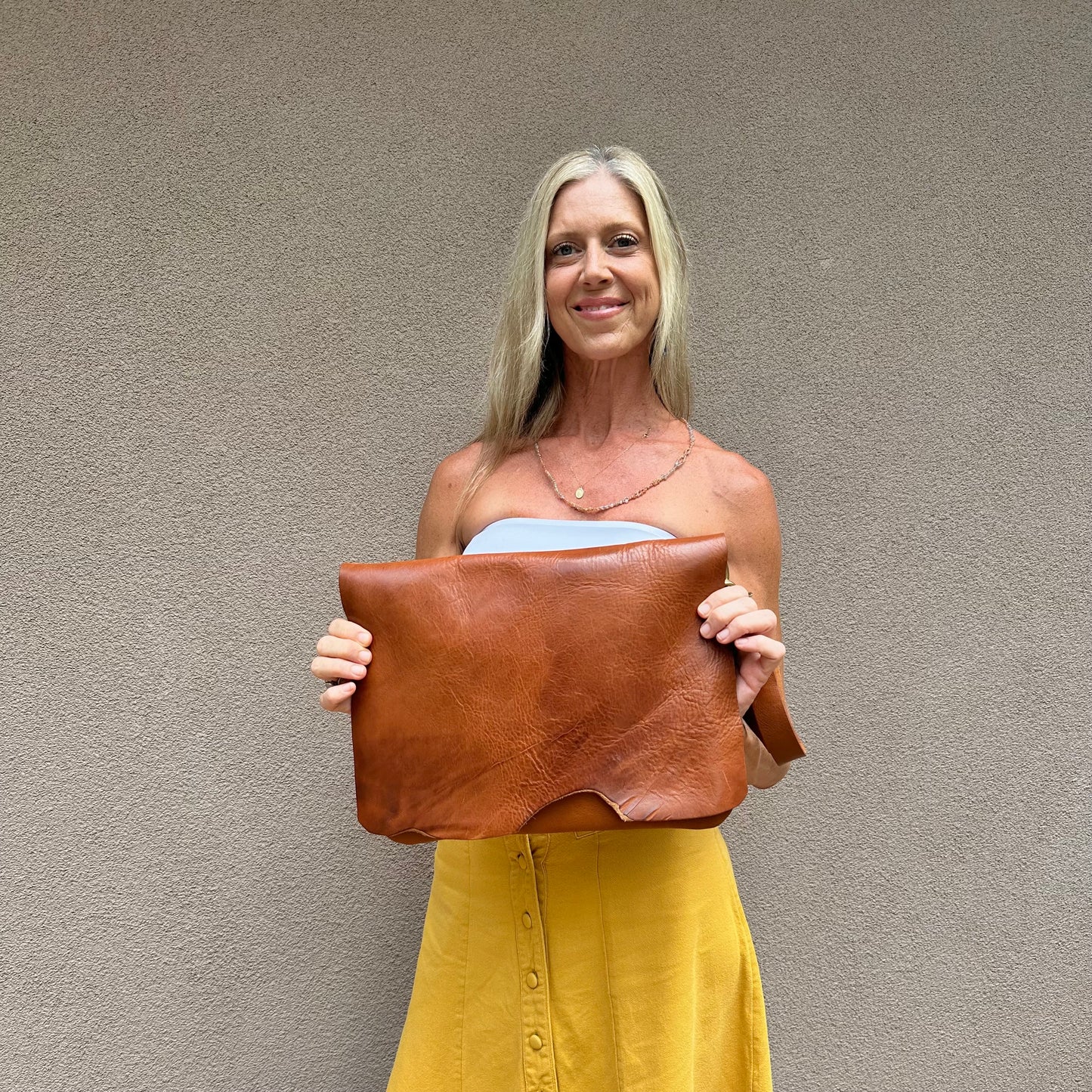 Cognac Raw Flap Bag