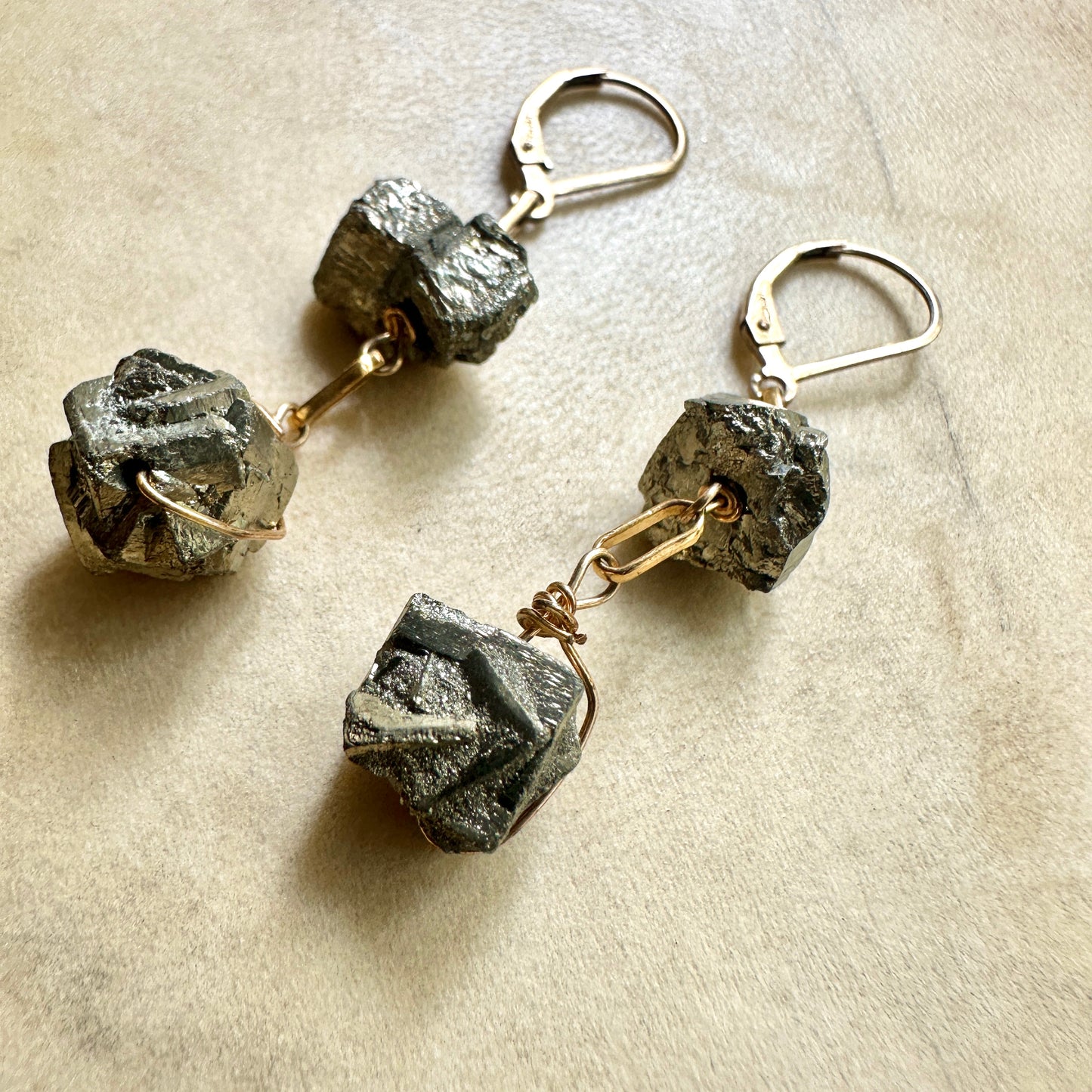 Raw Pyrite Duality Earrings