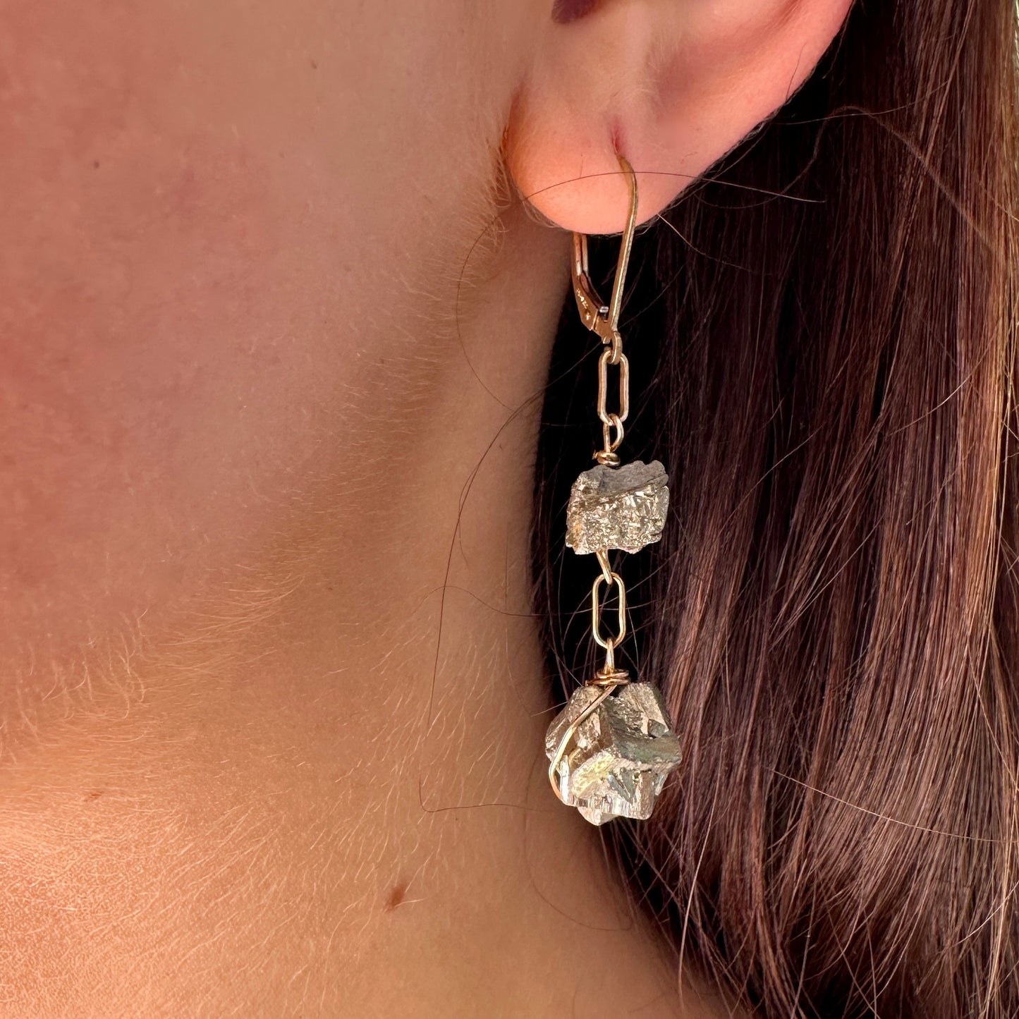 Raw Pyrite Duality Earrings