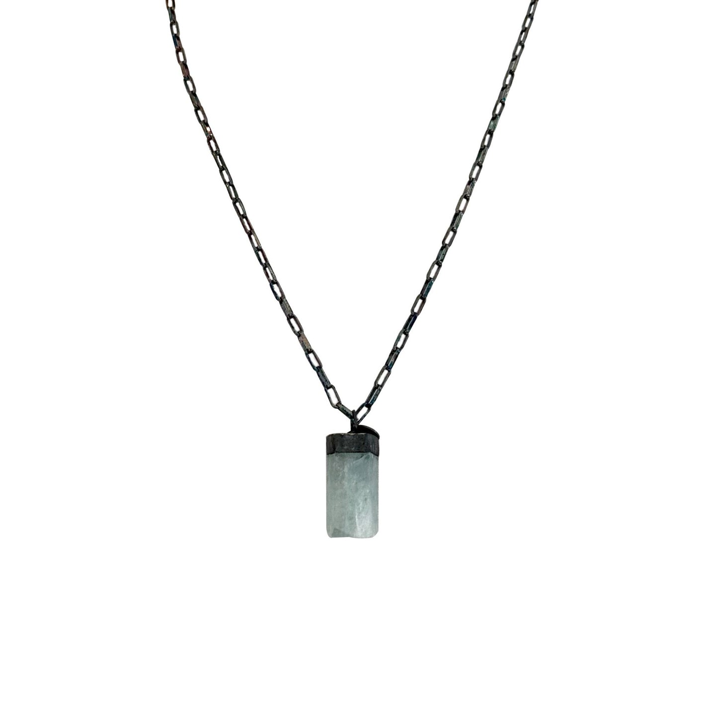 Mens Womens Aquamarine and Sterling Silver Necklace