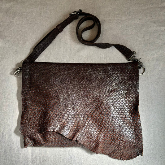 Dark Brown Gunmetal Snakeprint Bag