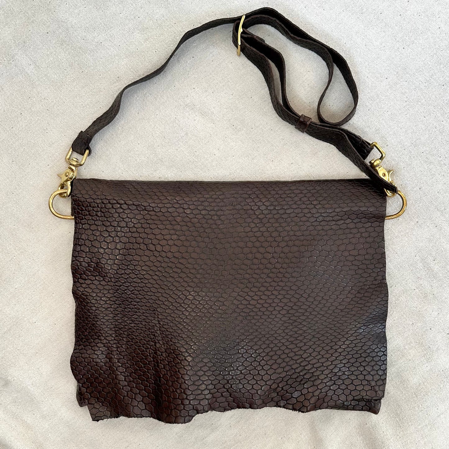 Dark Brown Gunmetal Snakeprint Bag