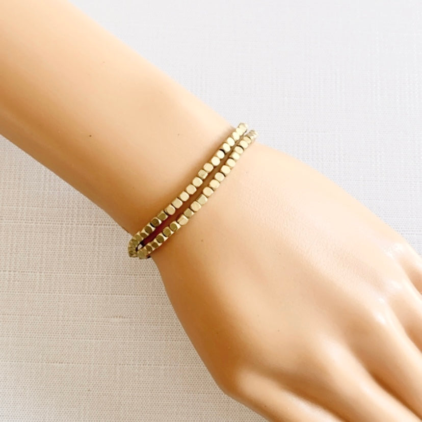 bold gold double strand wrap around bracelet 